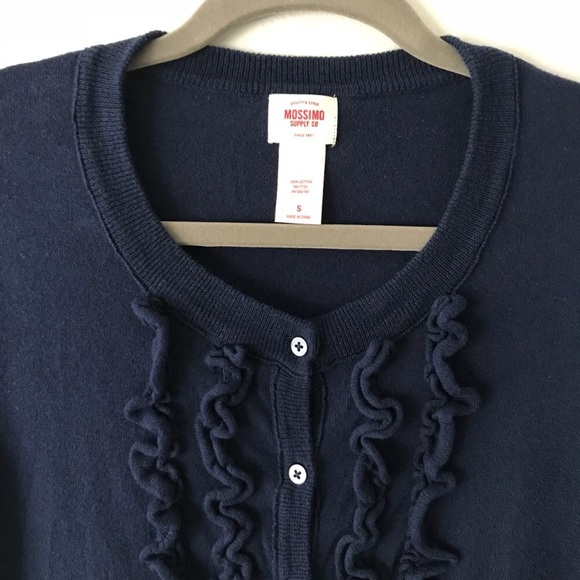 Navy Ruffle Front Cardigan - Picture 3 of 6
